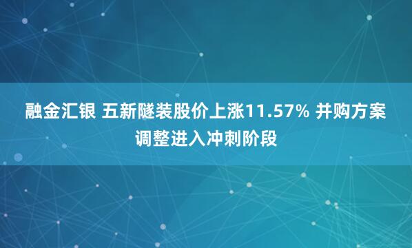 融金汇银 五新隧装股价上涨11.57% 并购方案调整进入冲刺阶段